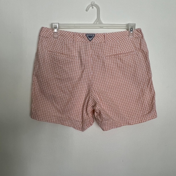 Columbia Super Bonehead Lotus Gingham Women Shorts Size 12 in Orange - Picture 5 of 9